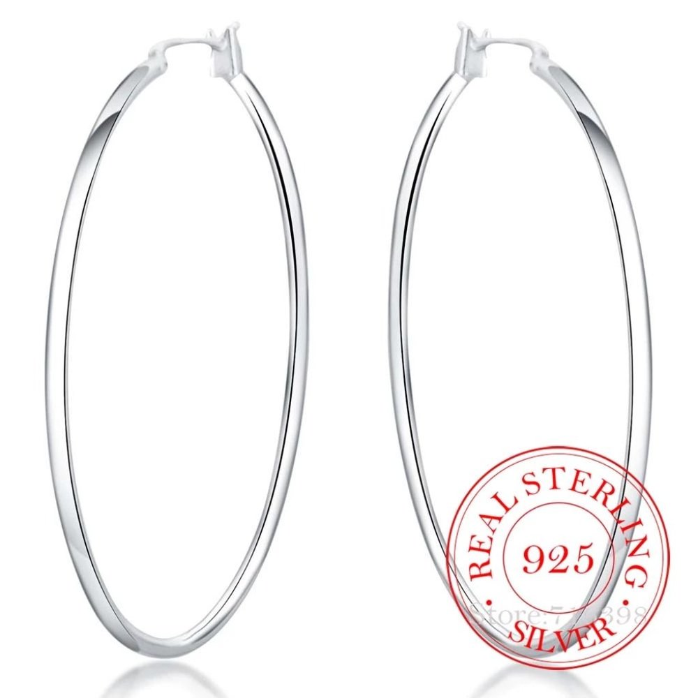 100% 925 Sterling Silver Hoop Earrings